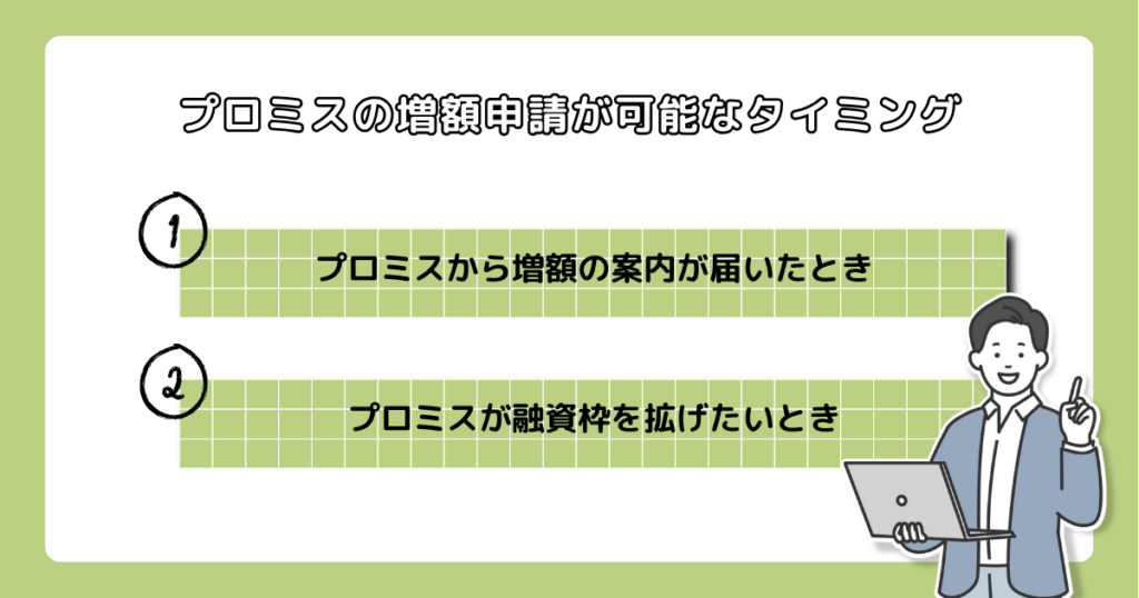 プロミスの増額申請が可能なタイミング